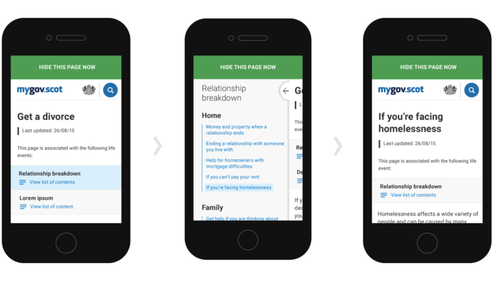 life events prototype on mobile