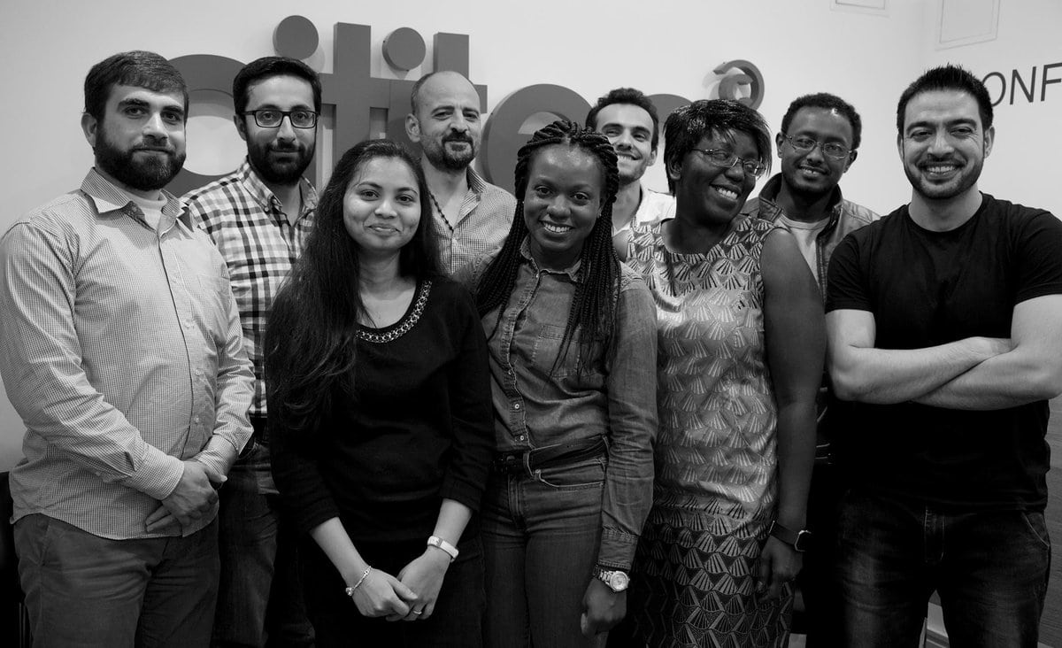The first cohort of CodeYourFuture's programming course for refugees and asylum seekers. Photo by Alice Rowesome.