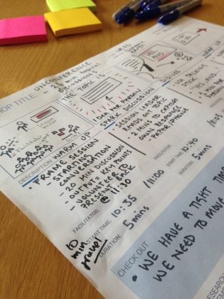 Photo of facilitation plan for the Diversity in Scotland's Digital Sector unconference