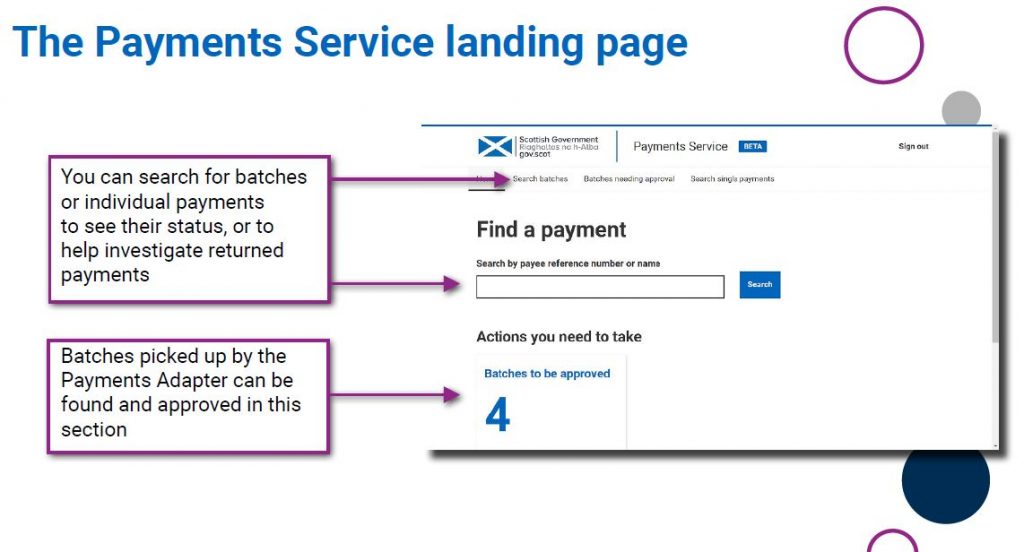 Image: Extract from user manual, the landing page