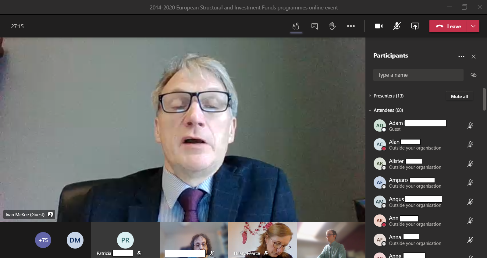 Ivan McKee speaking at ESIF online event