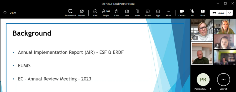 Screenshot of lead partner event in progress
