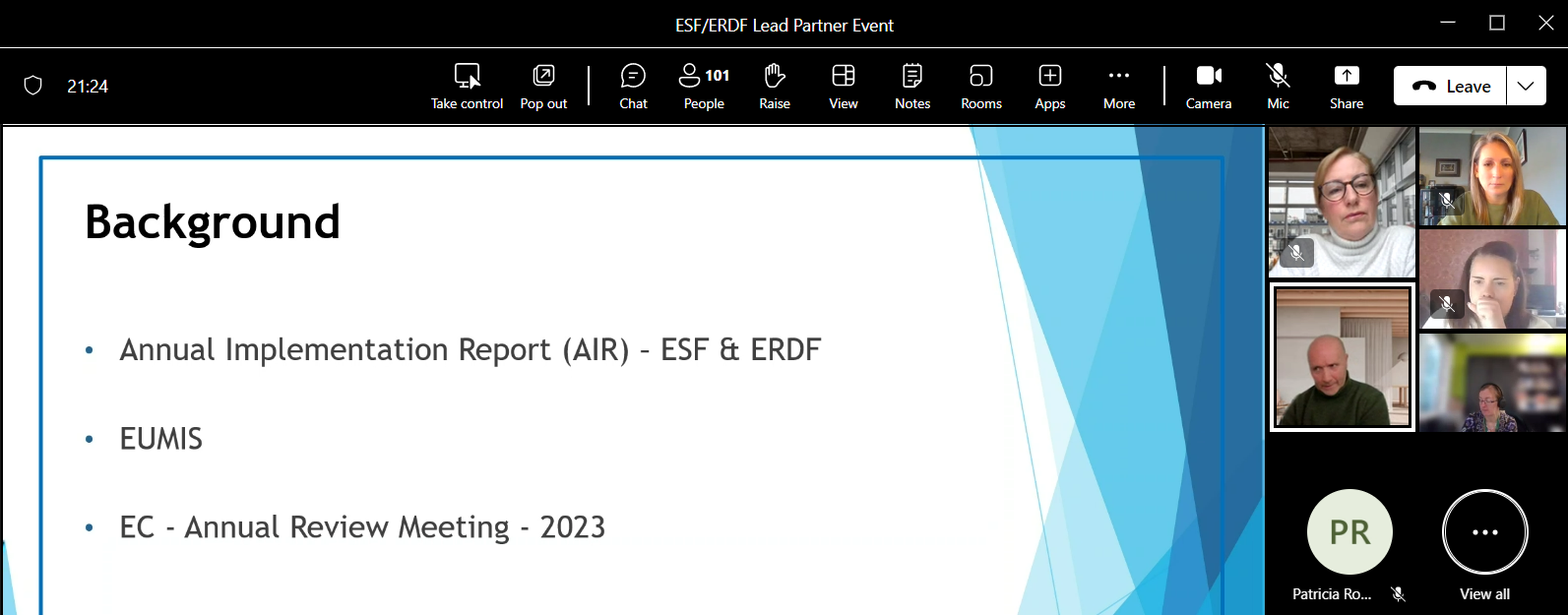 Screenshot of lead partner event in progress