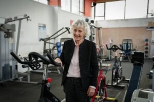 Photo of Prof Anna Glasier visiting the Chest Heart and Stroke Scotland Health Defence Hub (credit to Derek Anderson photography)