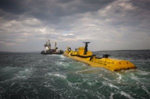 Scotrenewables SR250 tidal power device under tow. Picture courtesy of Scotrenewables.