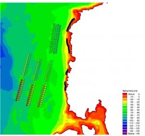 Wave energy array layout