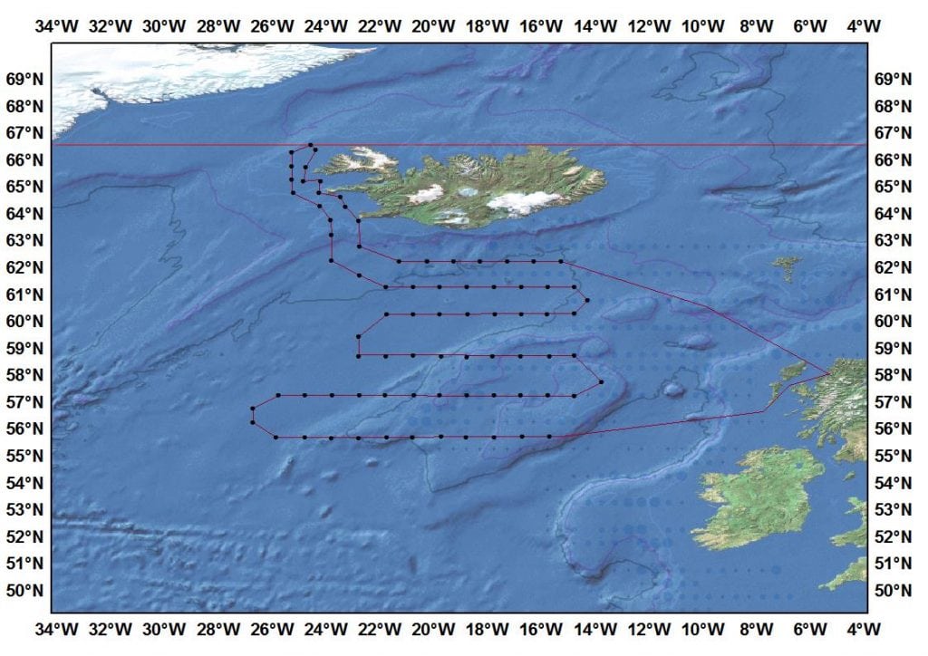 Survey 0118H Survey track and stations