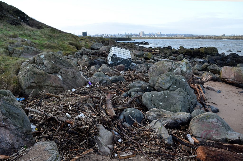 Marine litter on Aberdeen beach Crown copyright