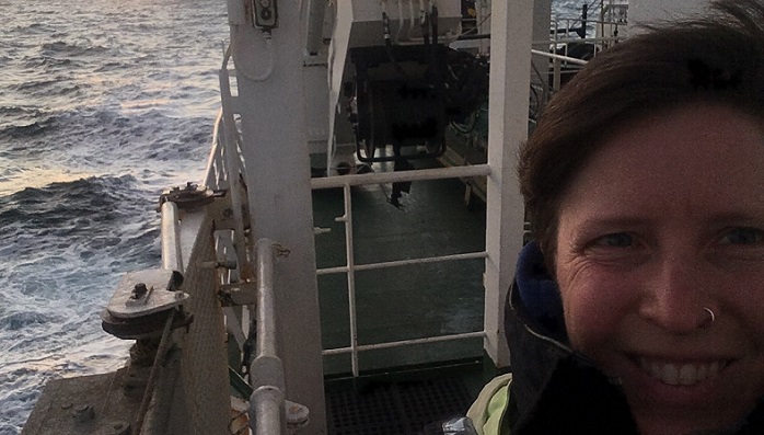 Dr Berit Rabe onboard Marine Scotland research vessel MRV Scotia