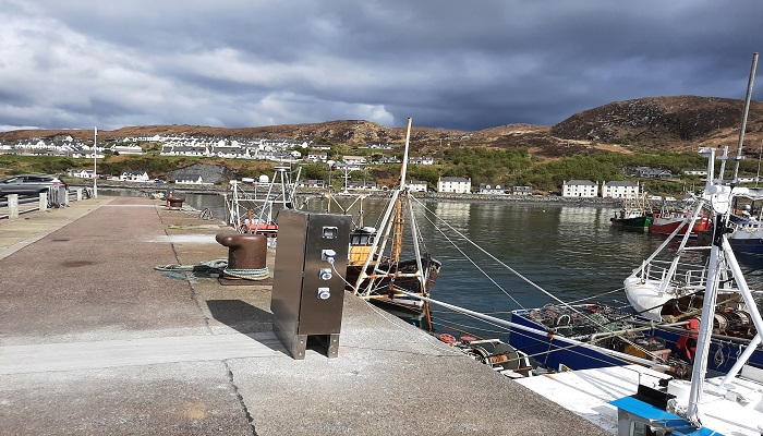 Mallaig Harbour with new shore power supplies