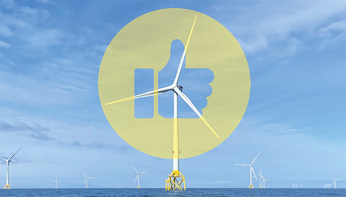 Turbine with thumbs up