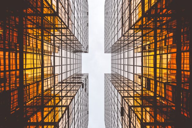 Graphic representation of two high rise buildings