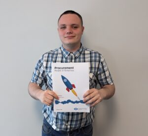 Student Louis Bruce holding the PPOT placement pack