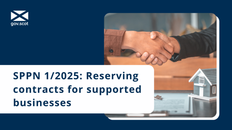 Image of two people shaking hands with text that reads "SPPN1/2025: Reserving contracts for supported businesses".